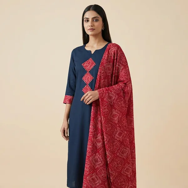 Navy_Blue_Mulmul_Cotton_3Pc_Suit_Salwar_Suit_Set_For_Women
