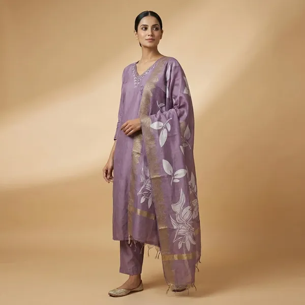Lavender_Mulmul_Cotton_3Pc_Suit_Salwar_Suit_Set_For_Women