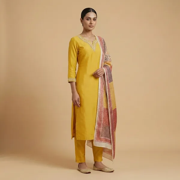 Mustard_Yellow_Chanderi_3Pc_Suit_Salwar_Suit_Set_For_Women