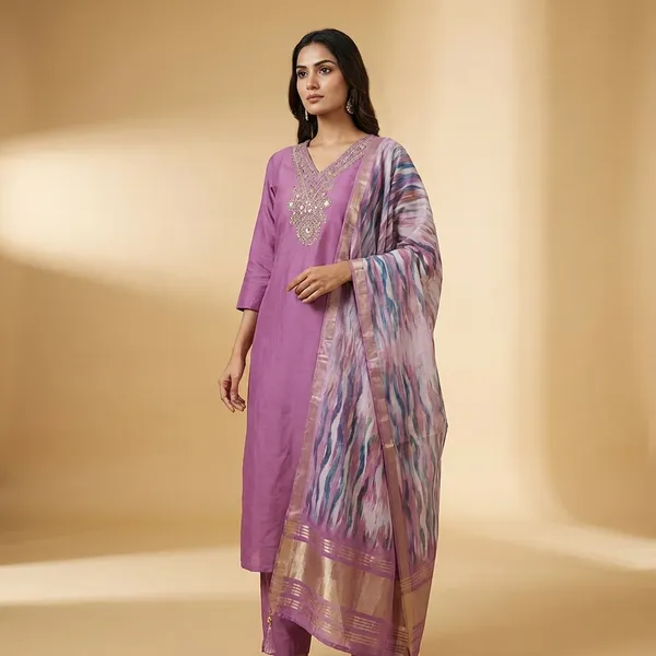 Lavender_Cotton_Silk_Straight_Suit_Set_For_Women