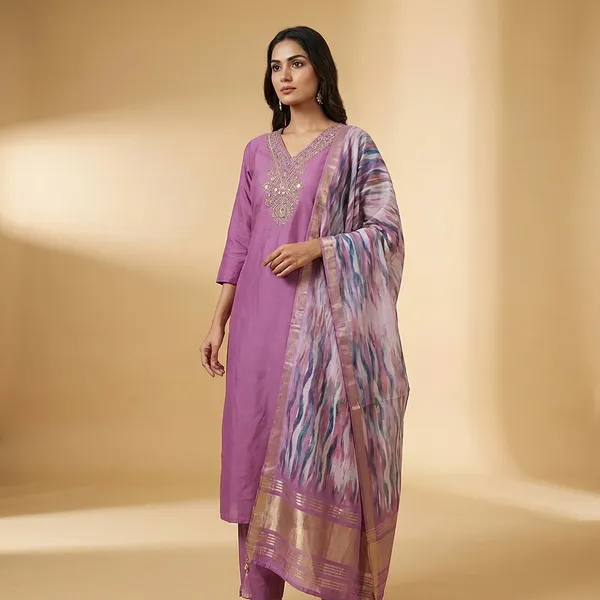 Lavender_Cotton_Silk_Straight_Suit_Set_For_Women