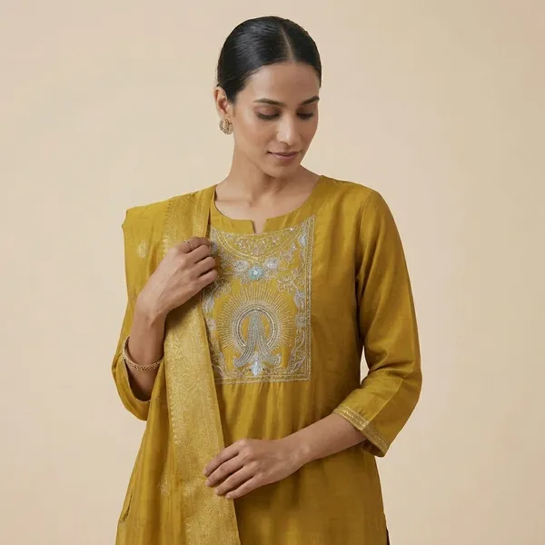 Mustard_Gold_Chanderi_Silk_Straight_Suit_Set_For_Women