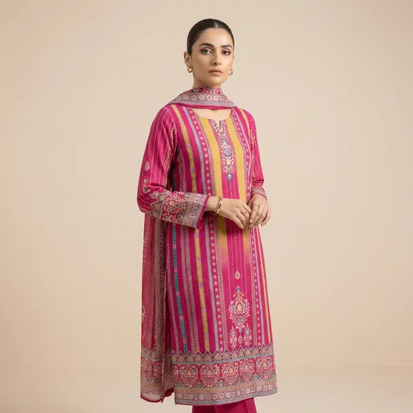 Fuchsia_Pink_Pure_Cotton_Maslin_Straight_Suit_Set_For_Women