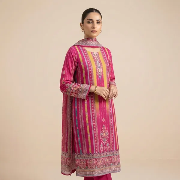 Fuchsia_Pink_Pure_Cotton_Maslin_Straight_Suit_Set_For_Women