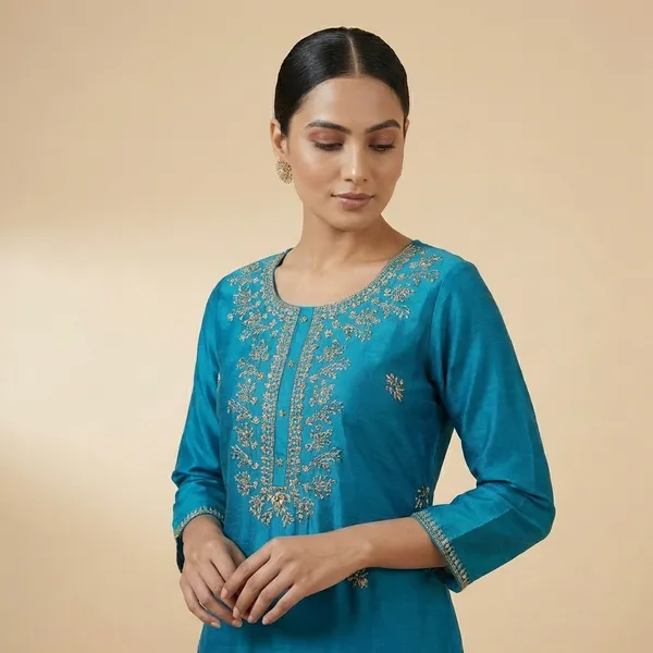 Sea_Green_Mul_Cotton_Premium_Solid_Kurti_For_Women