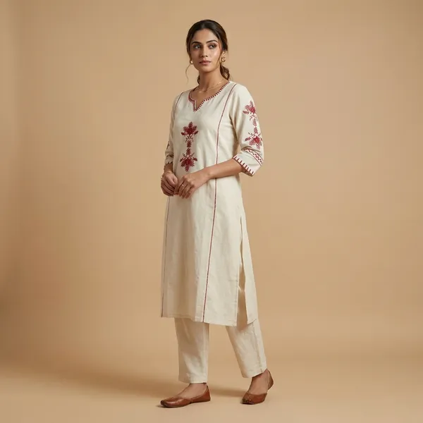 White_Mulmul_Cotton_Kurta_Set_For_Women