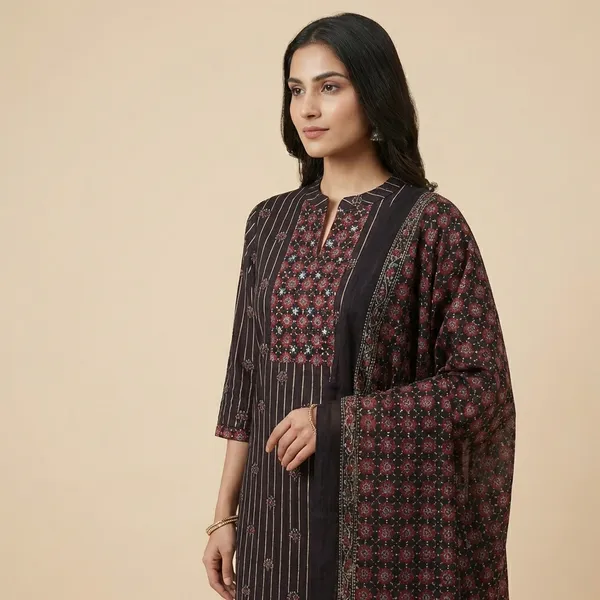 Black_Cotton_Straight_Suit_Set_For_Women