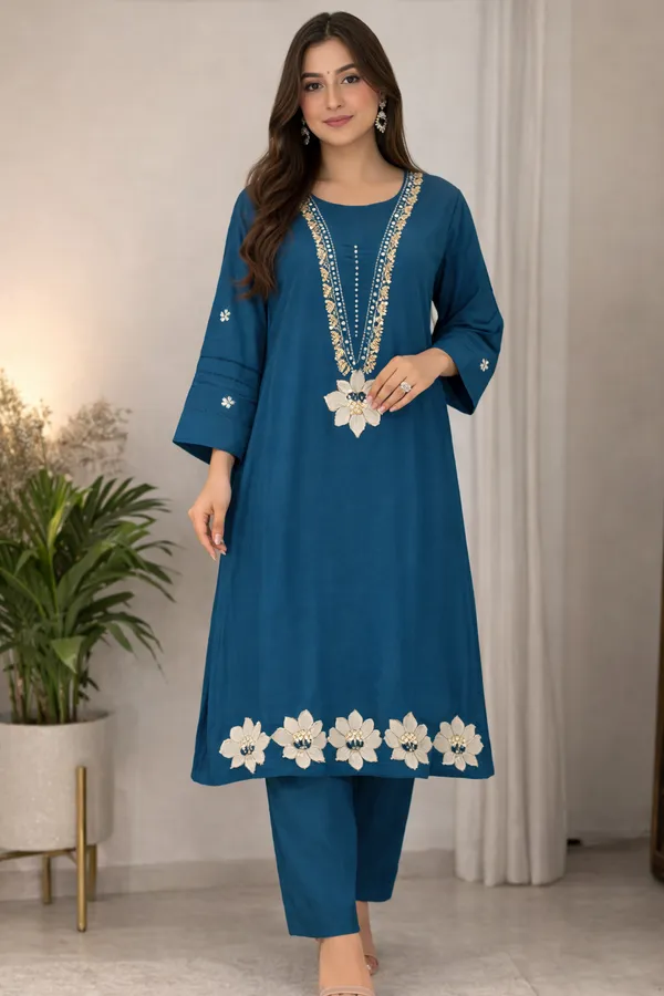 Navy_Blue_Cotton_Premium_A_line_dress_for_women