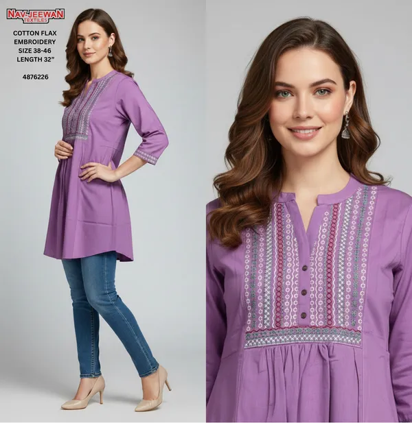 Purple_Dobby_Cotton_Premium_Tunic_Short_Kurti_For_Women