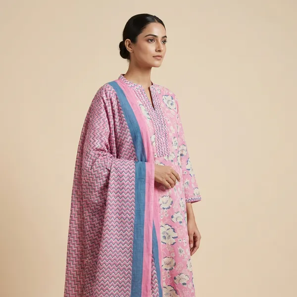 Candy_Pink_Cotton_Premium_Straight_Dress_3_Pc_Suits_For_Women