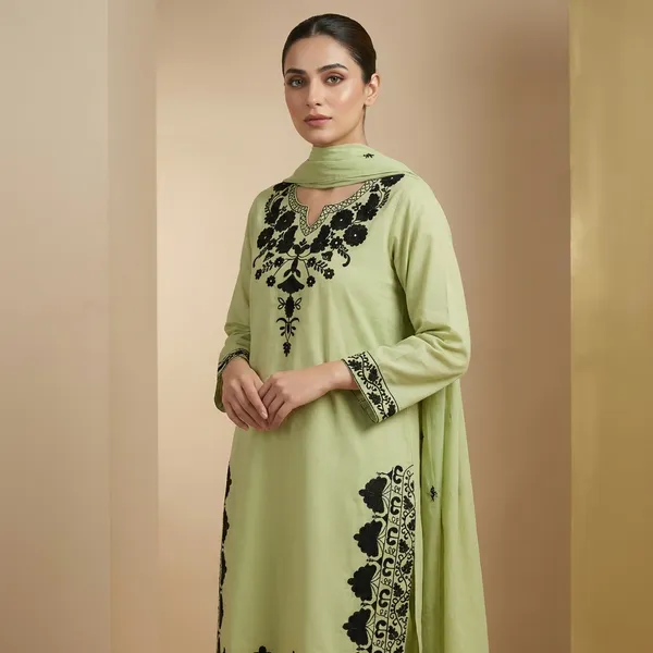 Pistachio_Green_Cotton_Premium_Straight_Dress_3_Pc_Suits_For_Women