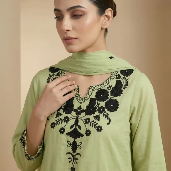 Pistachio_Green_Cotton_Premium_Straight_Dress_3_Pc_Suits_For_Women