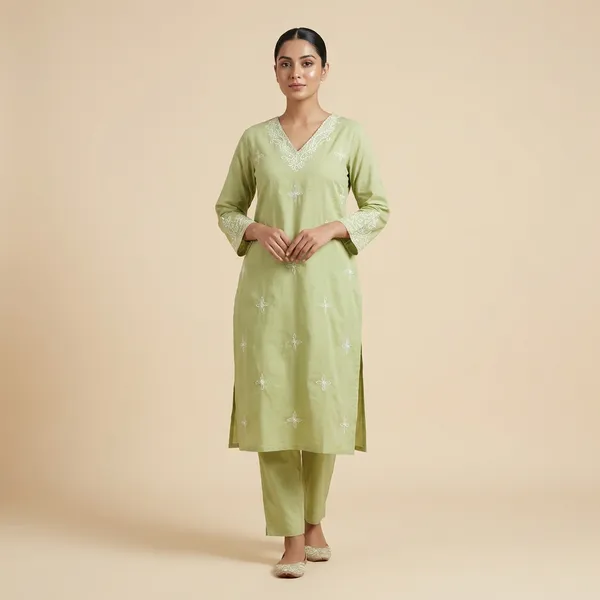 Pistachio_Green_Cotton_Premium_Straight_Dress_3_Pc_Suits_For_Women