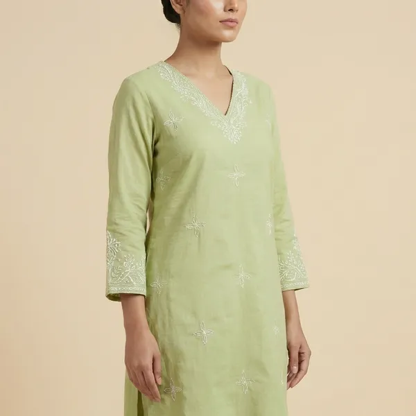 Pistachio_Green_Cotton_Premium_Straight_Dress_3_Pc_Suits_For_Women