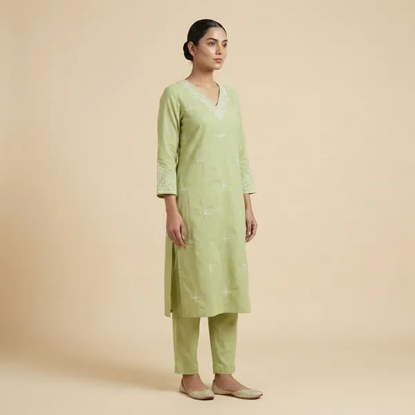 Pistachio_Green_Cotton_Premium_Straight_Dress_3_Pc_Suits_For_Women