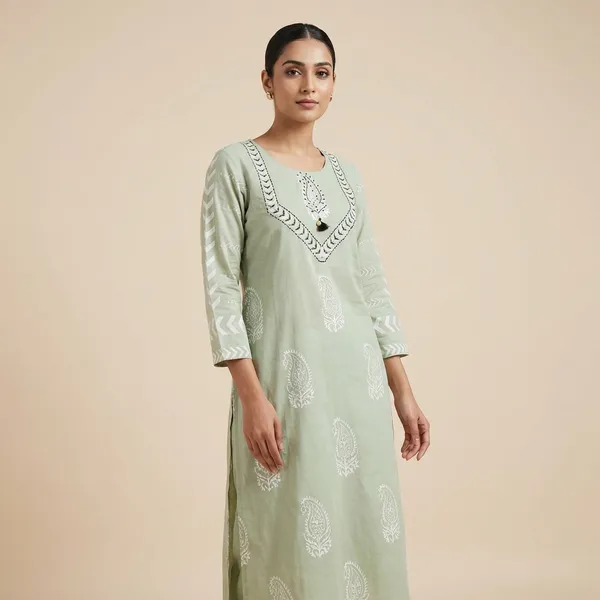Sage_Green_Cotton_Premium_Straight_Dress_3_Pc_Suits_For_Women