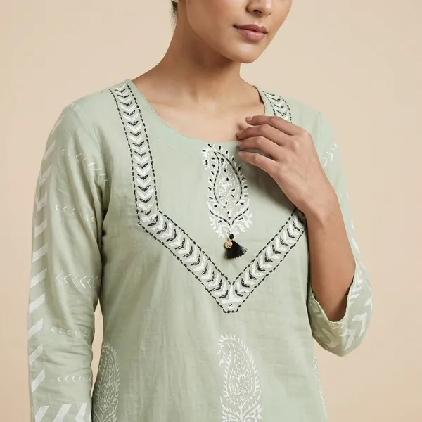 Sage_Green_Cotton_Premium_Straight_Dress_3_Pc_Suits_For_Women