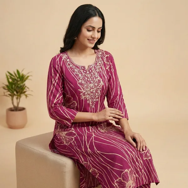 Purplish_Red_Cotton_Premium_Straight_Dress_3_Pc_Suits_For_Women