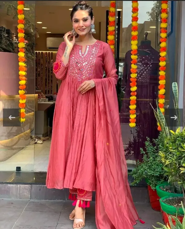Rose_Pink_Mull_chanderi_Premium_Anarkali_Dress_3_Pc_Suits_For_Women