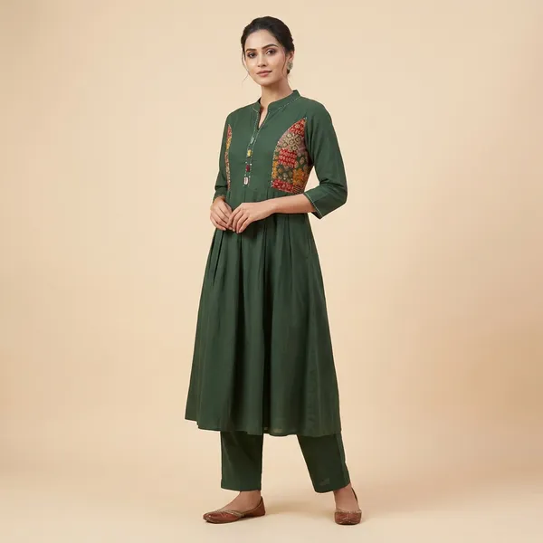 Green_Cotton_A-line_Palazzo_2_Pc_Kurti_Sets_For_Women