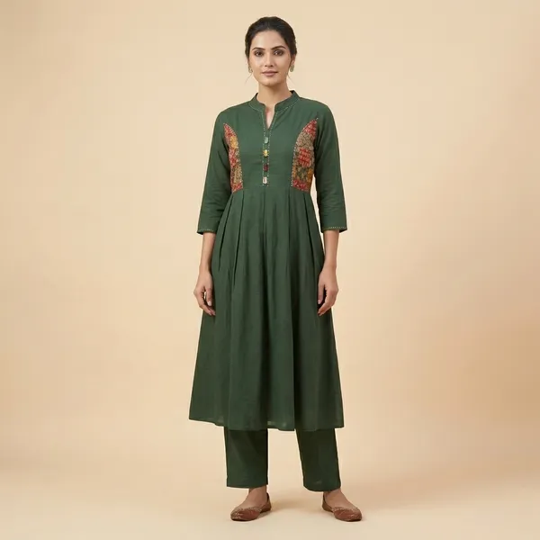 Green_Cotton_A-line_Palazzo_2_Pc_Kurti_Sets_For_Women