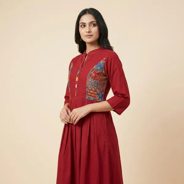 Maroon_Cotton_A-line_Palazzo_2_Pc_Kurti_Sets_For_Women