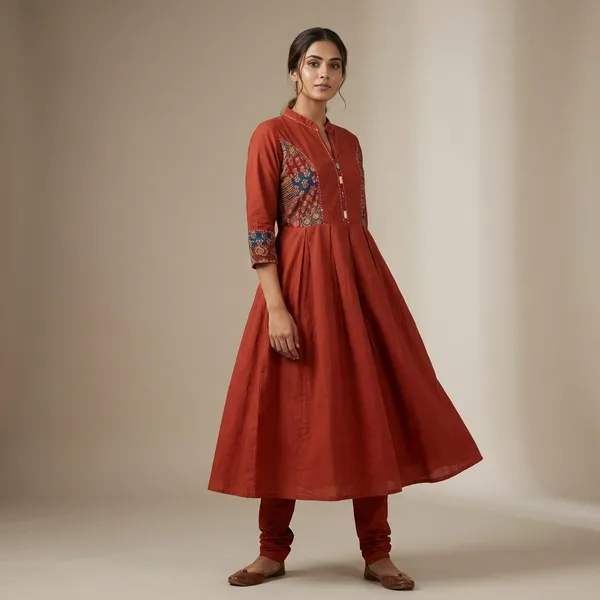Orange_Cotton_A-line_Palazzo_2_Pc_Kurti_Sets_For_Women