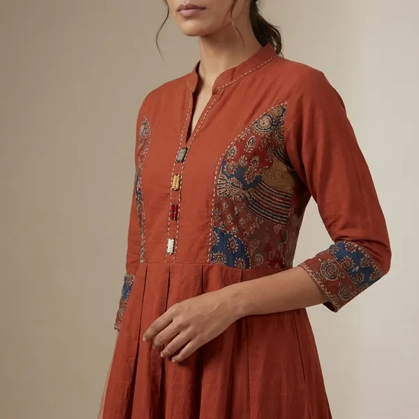Orange_Cotton_A-line_Palazzo_2_Pc_Kurti_Sets_For_Women