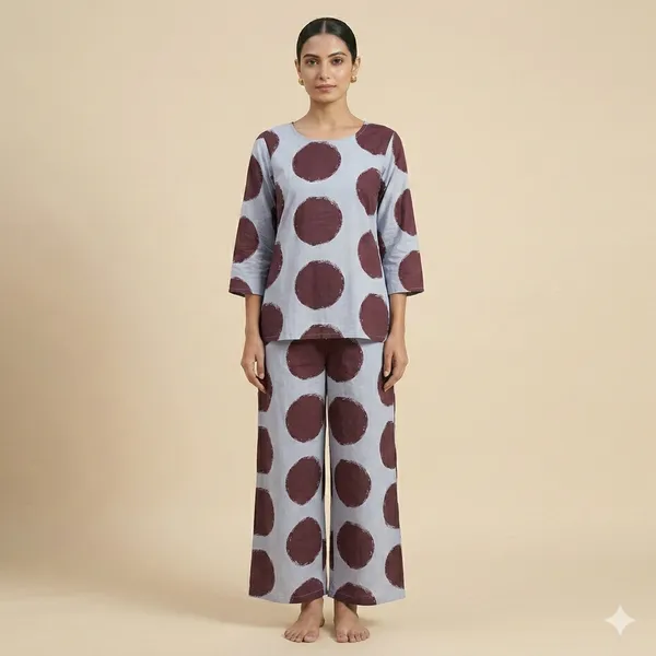 Brown_and_Grey__Mulmul_Cotton_Kurta_Set_For_Women