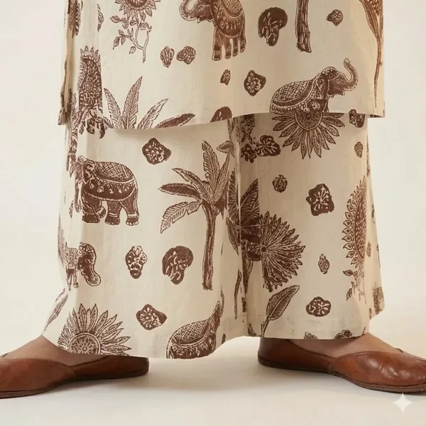 Cream_khadi_Cotton_palazzo_Set_For_Women
