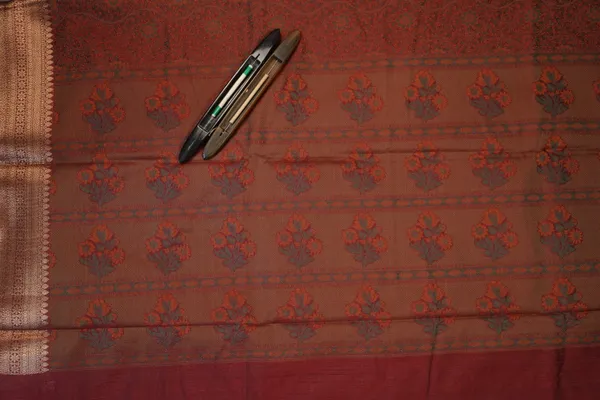 Brown_Banarasi_Silk_Zardozi_Work_Saree_For_Women