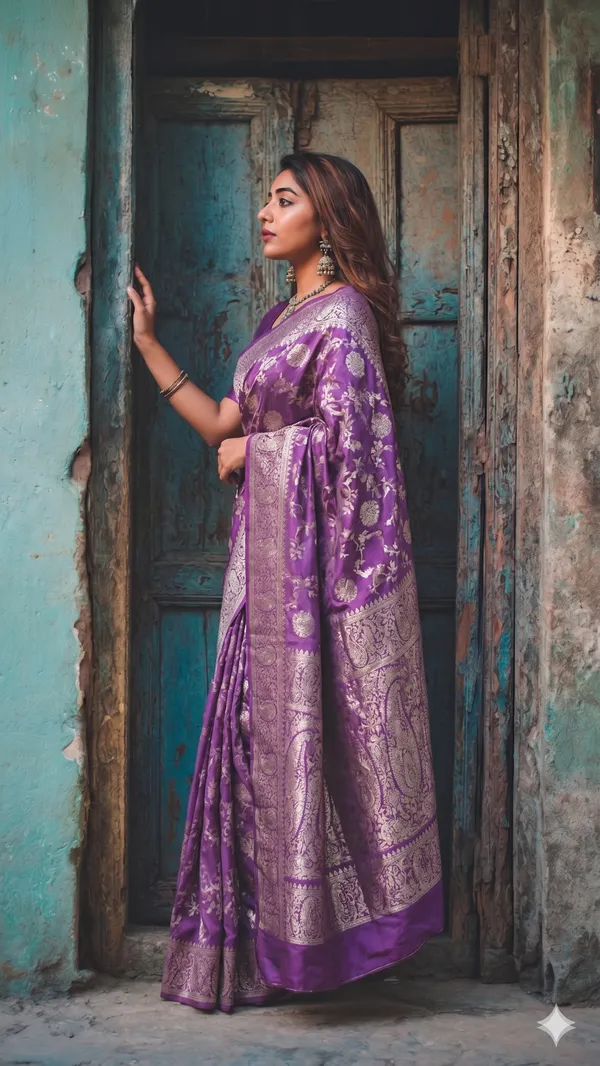 Lavendar_Banarasi_Silk_Zardozi_Work_Saree_For_Women