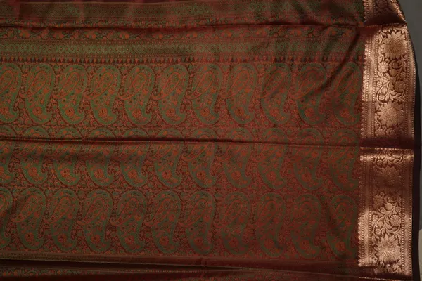 Brown_Banarasi_Silk_Zardozi_Work_Saree_For_Women