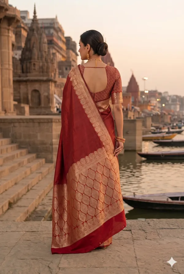 Maroon_Banarasi_Silk_Zardozi_Work_Saree_For_Women