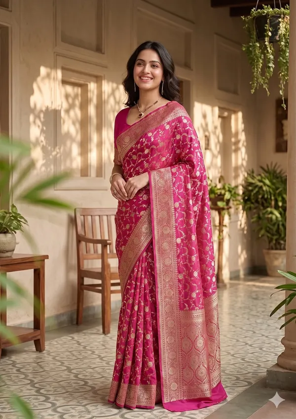 Pink_Banarasi_Silk_Zardozi_Work_Saree_For_Women