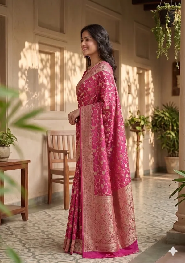 Pink_Banarasi_Silk_Zardozi_Work_Saree_For_Women