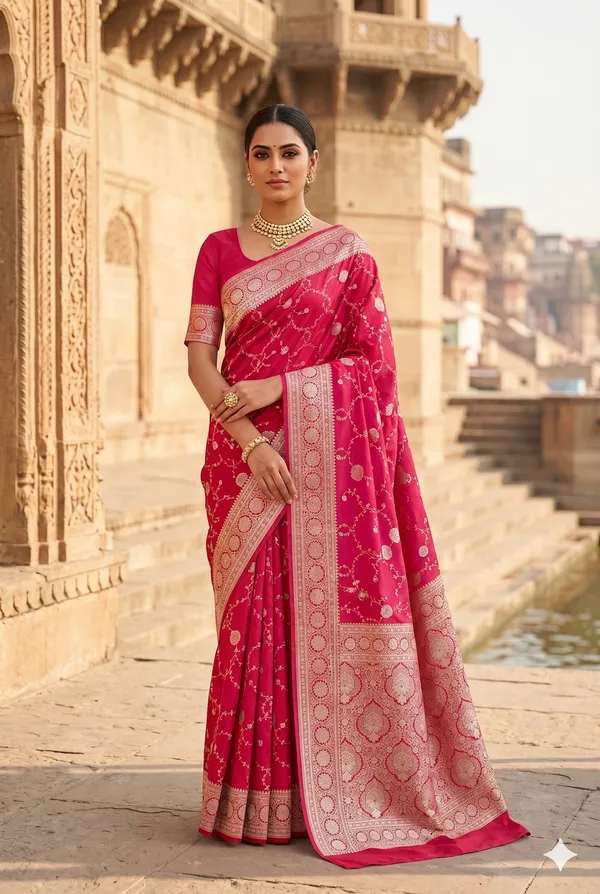 Pink_Banarasi_Silk_Zardozi_Work_Saree_For_Women