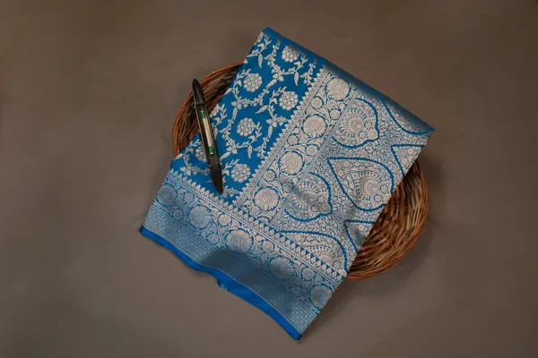Blue_Banarasi_Silk_Zardozi_Work_Saree_For_Women