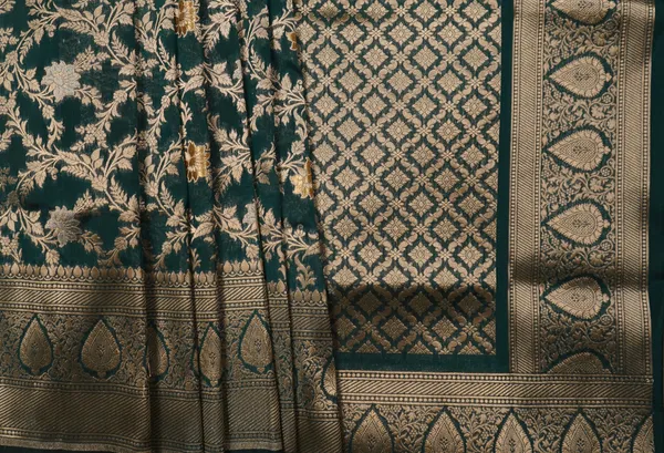 Bottle_Green_Banarasi_Silk_Zardozi_Work_Saree_For_Women