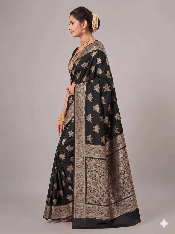 Black_Banarasi_Silk_Zardozi_Work_Saree_For_Women