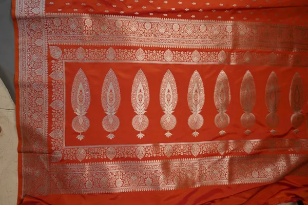Orange_Banarasi_Silk_Zardozi_Work_Saree_For_Women