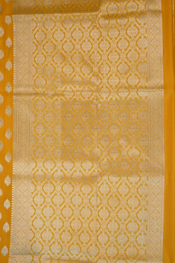 Yellow_Banarasi_Silk_Zardozi_Work_Saree_For_Women