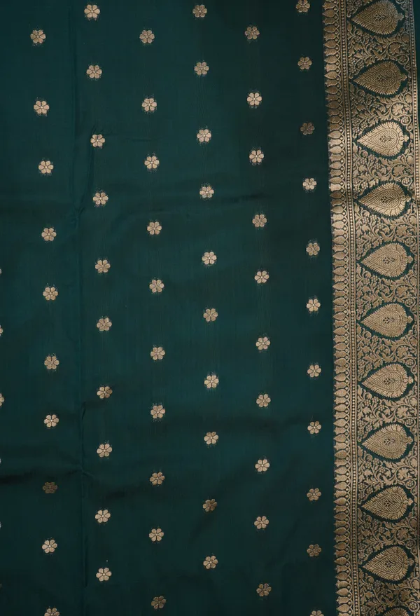 Bottle_Green_Banarasi_Silk_Zardozi_Work_Saree_For_Women