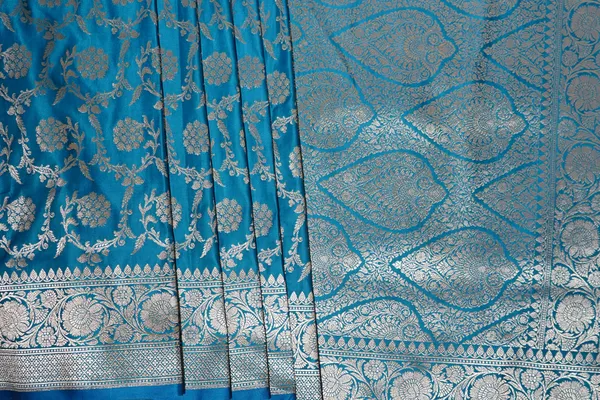 Blue_Banarasi_Silk_Zardozi_Work_Saree_For_Women