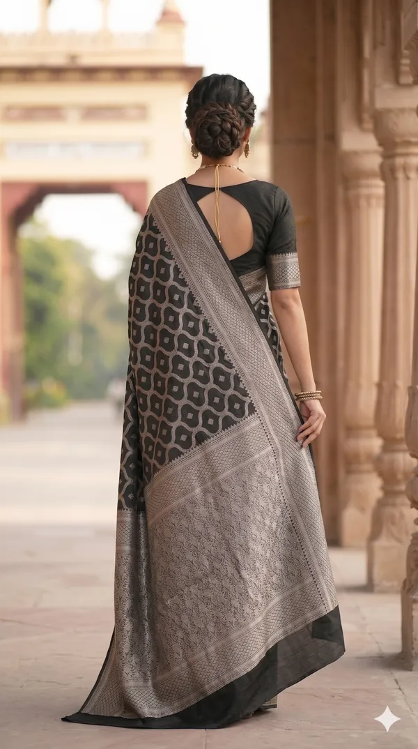 Black_Banarasi_Silk_Zardozi_Work_Saree_For_Women