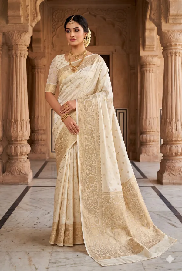 OFF_WHITE_Premium_Banarasi_Silk_SAREE