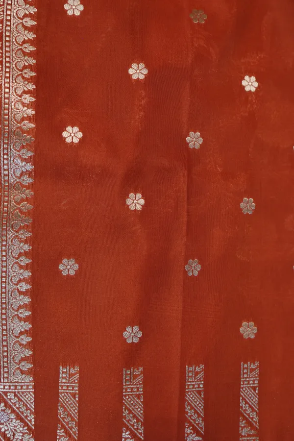 Orange_Banarasi_Silk_&_Zardozi_Work_Saree_For_Women