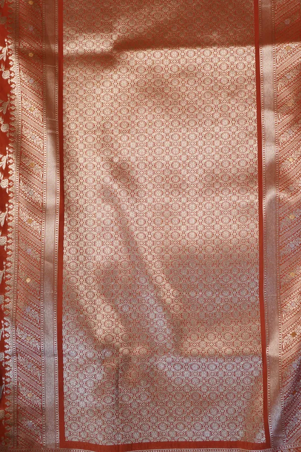 Orange_Banarasi_Silk_&_Zardozi_Work_Saree_For_Women