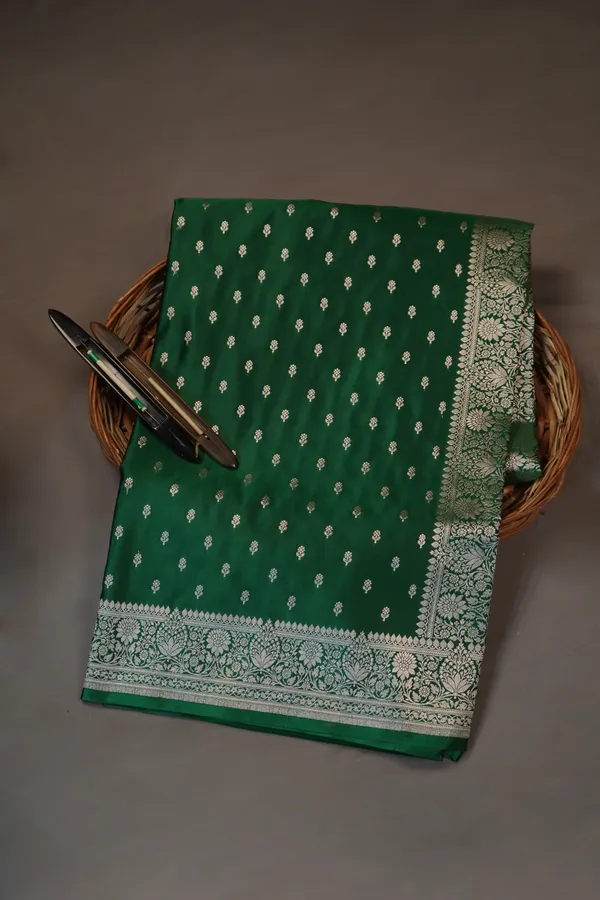Green_Banarasi_Silk_Zardozi_Work_Saree_For_Women