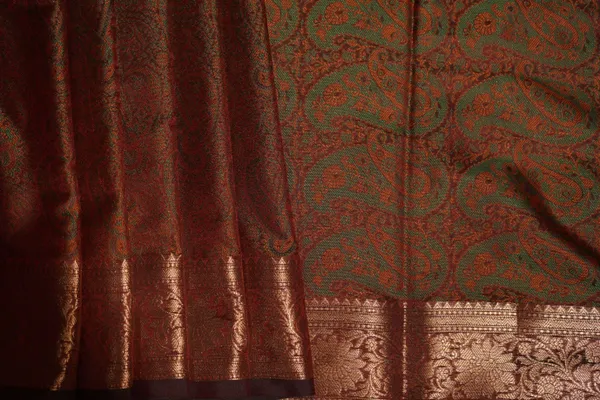 Brown_Banarasi_Silk_Zardozi_Work_Saree_For_Women